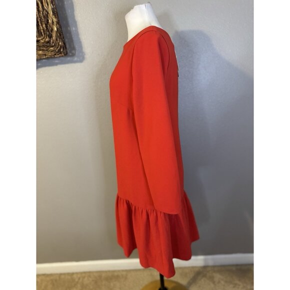 J Crew Shift Dress 6 T Tall 3/4 Red Long Sleeve Washable NEW NWT - Picture 6 of 14